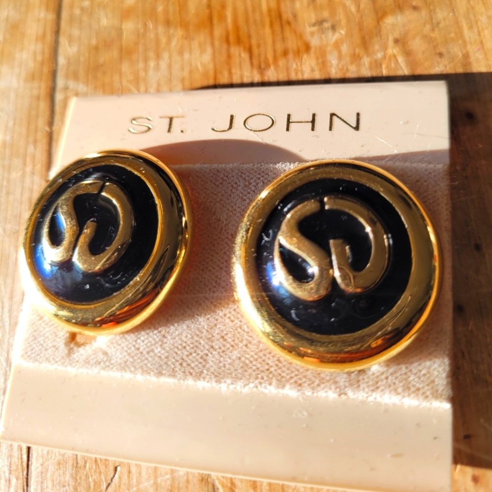 St. John Vintage Clip Earrings New Old Stock
